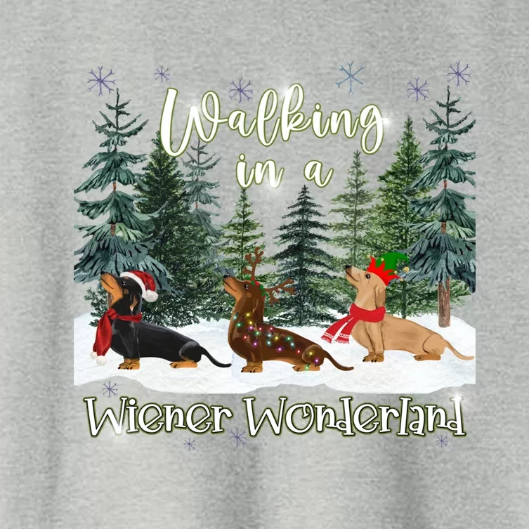 Walking In A Wiener Wonderland Dachshund Trio Gift Women's Crop Top Tee