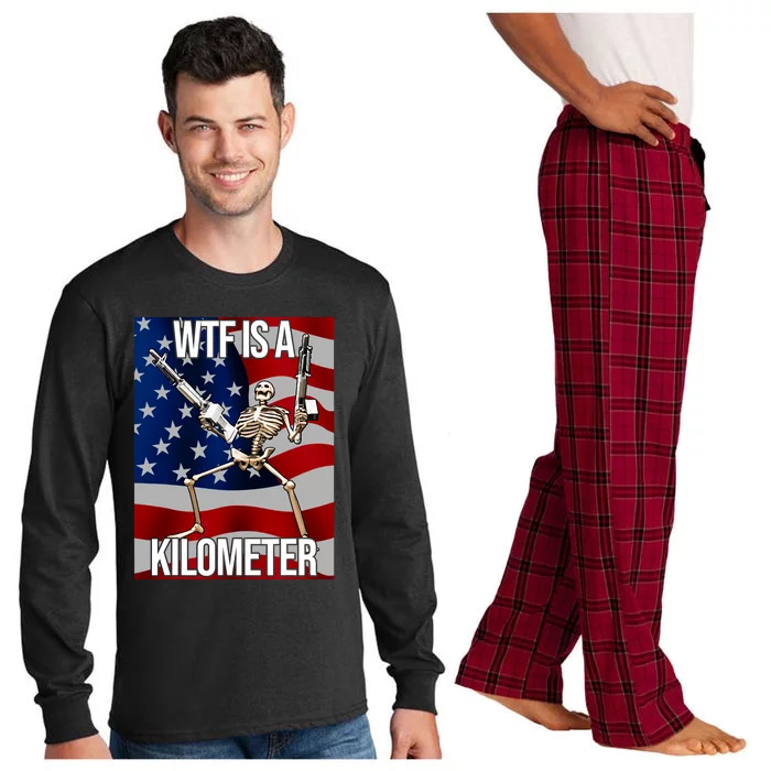 Wtf Is A Kilometer American Skeleton Long Sleeve Pajama Set