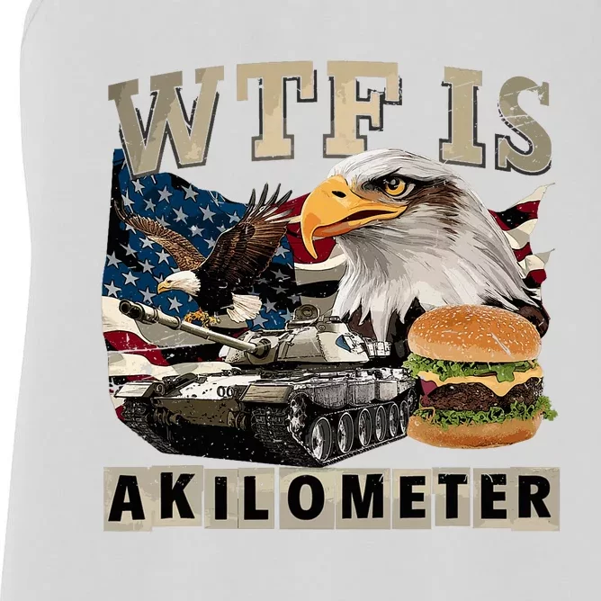 Wtf Is A Kilometer Eagle Badge American Signature Burger Women's Racerback Tank