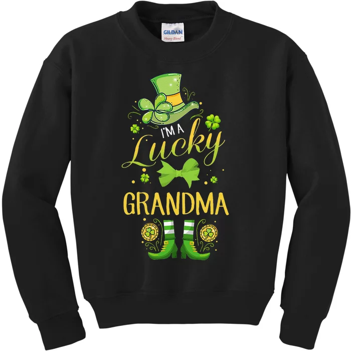 Womens I'm A Lucky Grandma St Patty's Day Gift For Grandmother Kids Sweatshirt