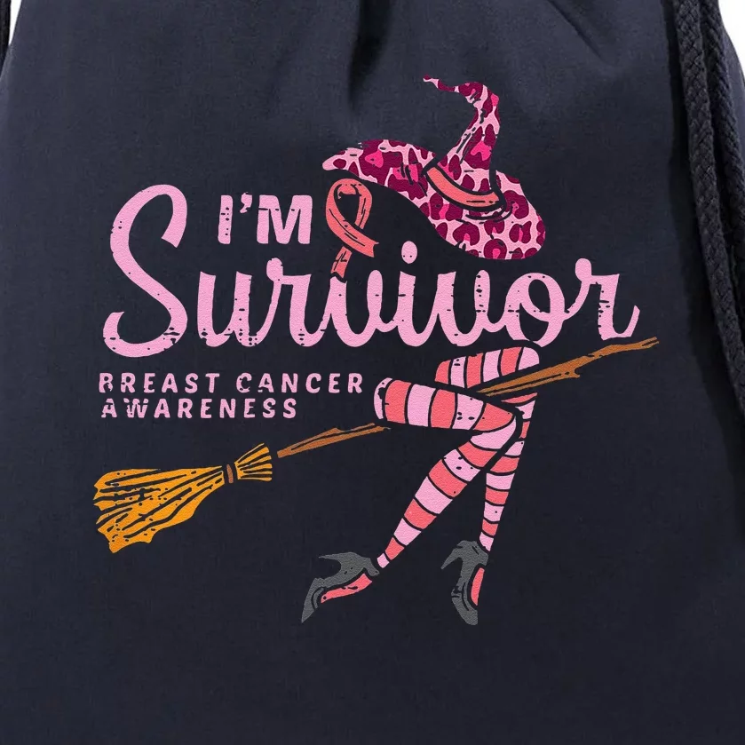 Witch Im A Survivor Halloween Breast Cancer Awareness Funny Drawstring Bag