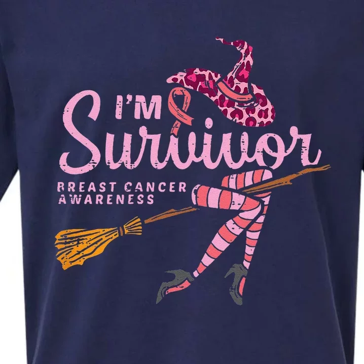 Witch Im A Survivor Halloween Breast Cancer Awareness Funny Sueded Cloud Jersey T-Shirt