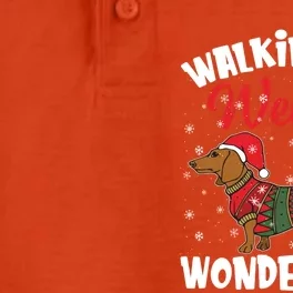 Walking In A Wiener Wonderland Funny Dachshund Christmas Dry Zone Grid Performance Polo