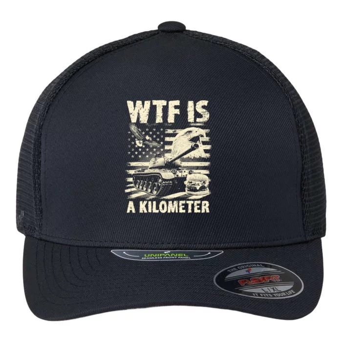 Wtf Is A Kilometer Eagle Badge American Signature Burger Vintage Design Flexfit Unipanel Trucker Cap