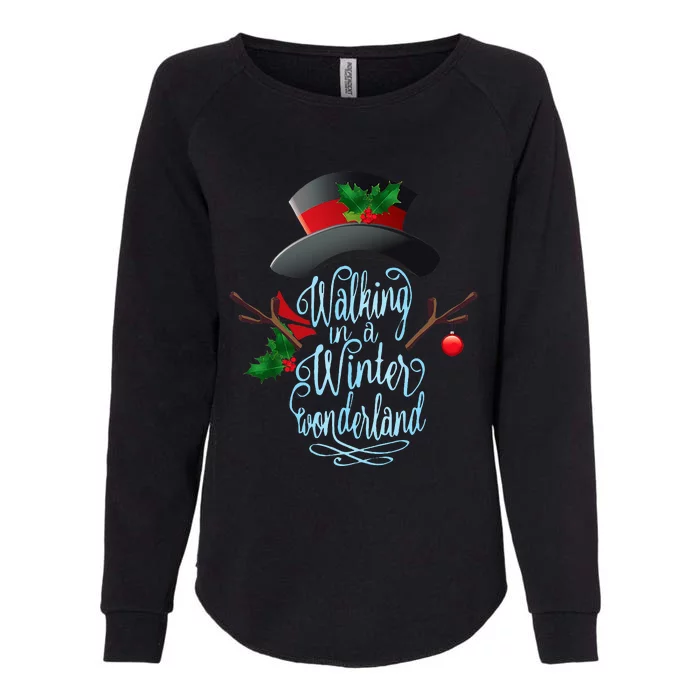 Walking in a Winter Wonderland  Snowman Christmas Holiday Womens California Wash Sweatshirt