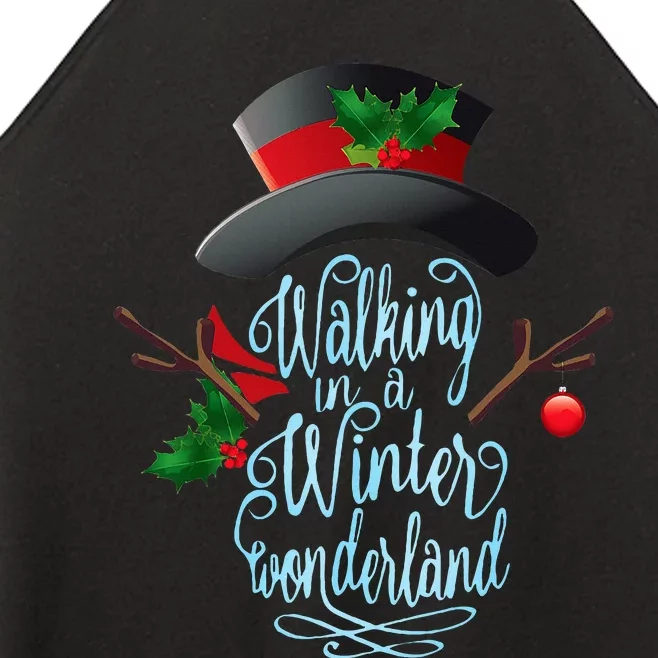 Walking in a Winter Wonderland  Snowman Christmas Holiday Women’s Perfect Tri Rocker Tank