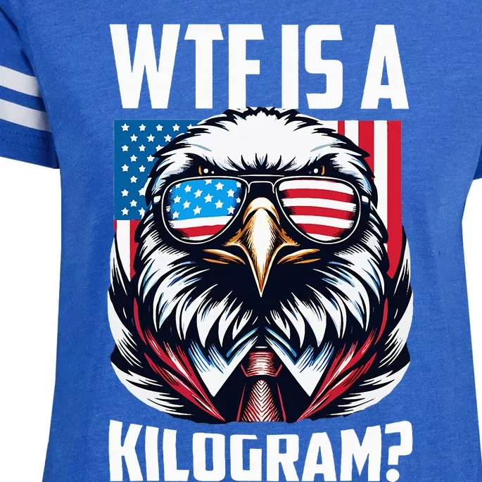 Wtf Is A Kilogram 4th Of July Patriotic Eagle Usa Flag Enza Ladies Jersey Football T-Shirt