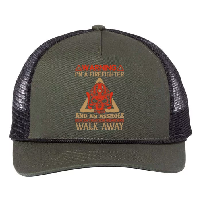 Warning I'm A Firefighter And An Asshole Retro Rope Trucker Hat Cap