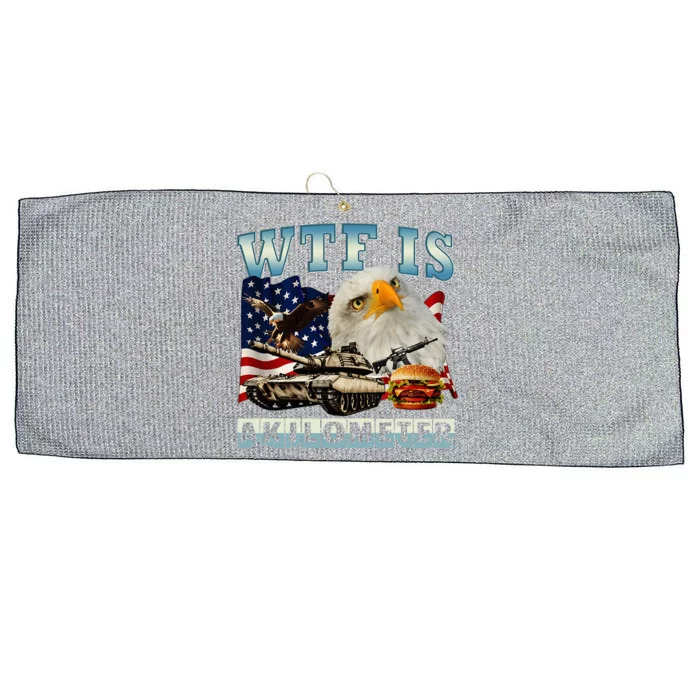 Wtf Is A Kilometer Eagle Badge American Signature Burger Large Microfiber Waffle Golf Towel