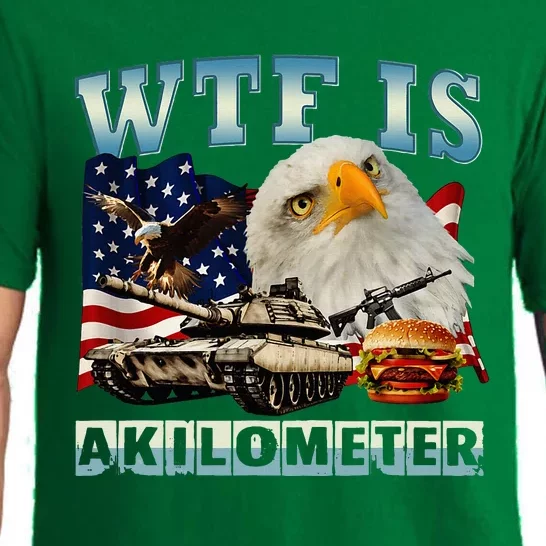 Wtf Is A Kilometer Eagle Badge American Signature Burger Pajama Set