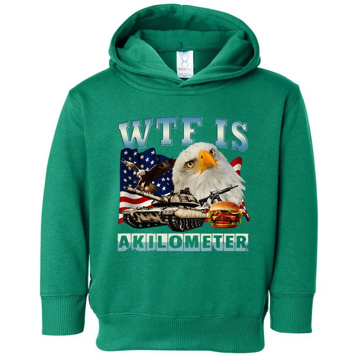 Wtf Is A Kilometer Eagle Badge American Signature Burger Toddler Hoodie