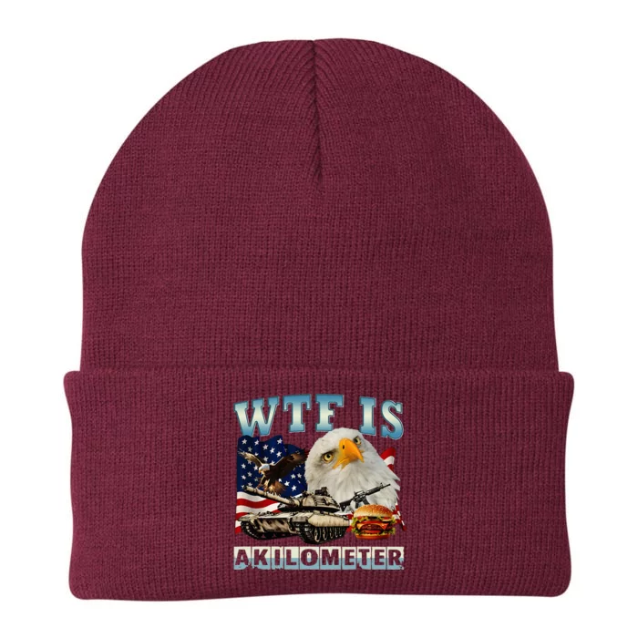 Wtf Is A Kilometer Eagle Badge American Signature Burger Knit Cap Winter Beanie