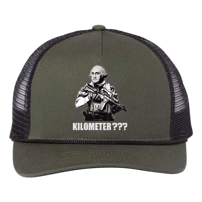 What Is A Kilometer George Washington Meme Funny 4th Of July Retro Rope Trucker Hat Cap