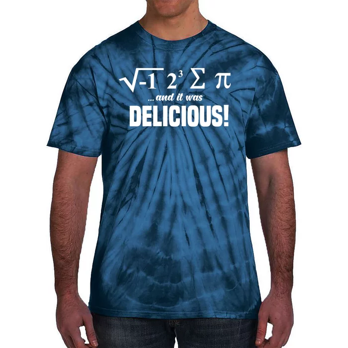 Wo I Ate Some Pie And It Was Delicious Funny Math Pun Pi Day V-Neck Tie-Dye T-Shirt