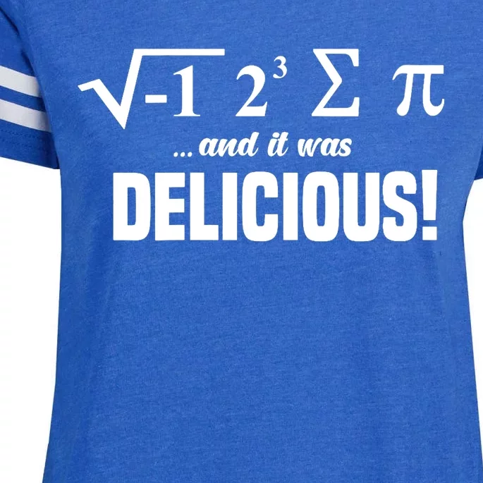 Wo I Ate Some Pie And It Was Delicious Funny Math Pun Pi Day V-Neck Enza Ladies Jersey Football T-Shirt