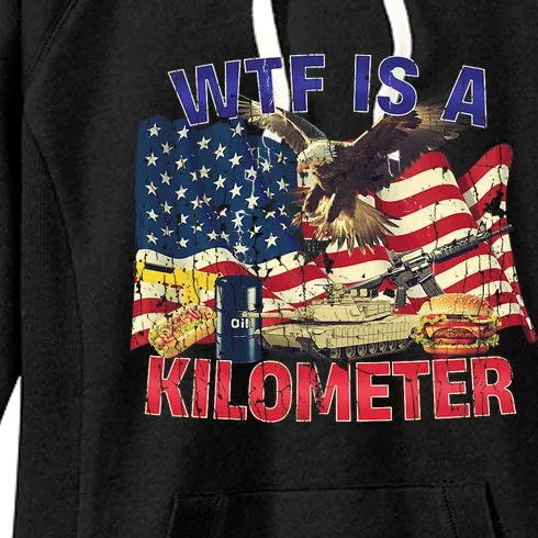 Wtf Is A Kilometer Eagle Badge American Signature Burger Trendy Design Women's Fleece Hoodie