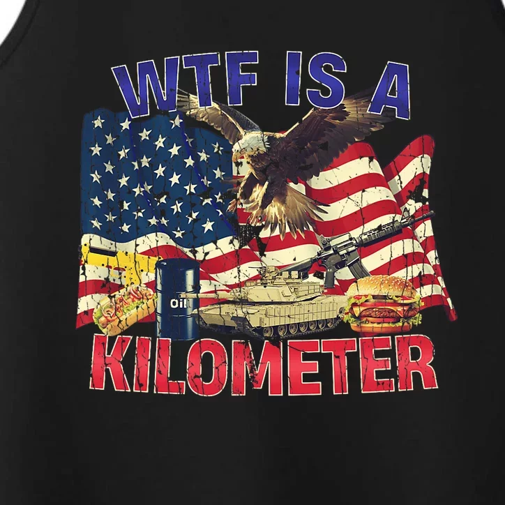 Wtf Is A Kilometer Eagle Badge American Signature Burger Trendy Design Performance Tank