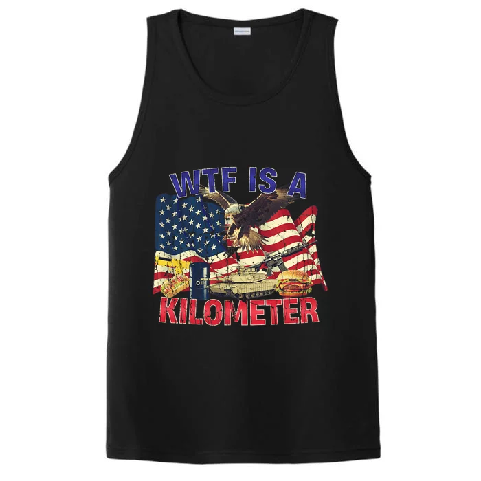 Wtf Is A Kilometer Eagle Badge American Signature Burger Trendy Design Performance Tank