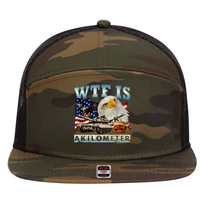 Wtf Is A Kilometer Eagle Badge American Signature Burger 7 Panel Mesh Trucker Snapback Hat