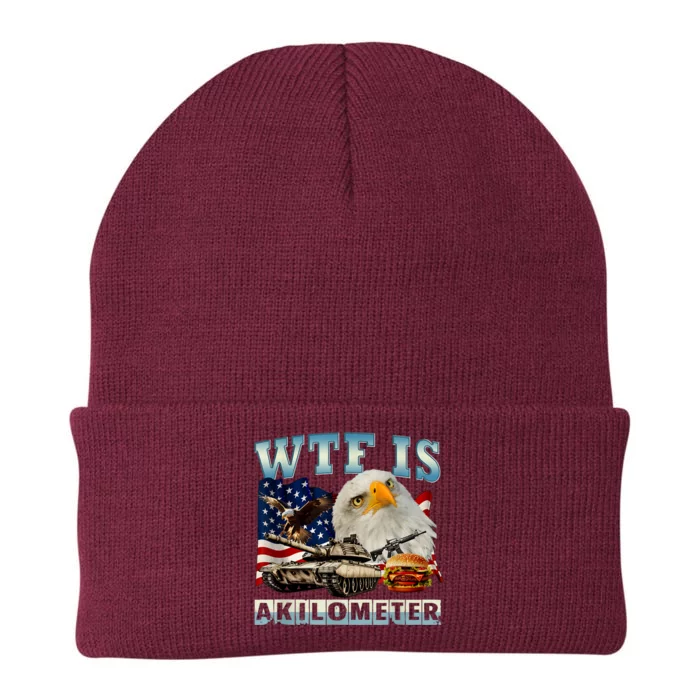 Wtf Is A Kilometer Eagle Badge American Signature Burger Knit Cap Winter Beanie