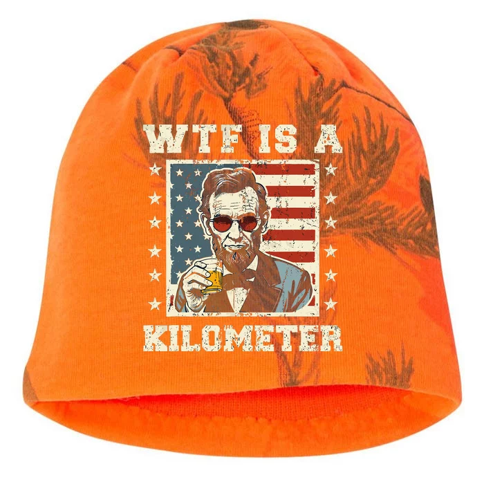 Wtf Is A Kilometer Abe Lincoln July 4th Patriotic Kati - Camo Knit Beanie