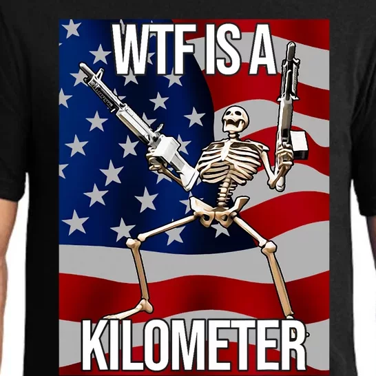 Wtf Is A Kilometer American Skeleton Funny Pajama Set