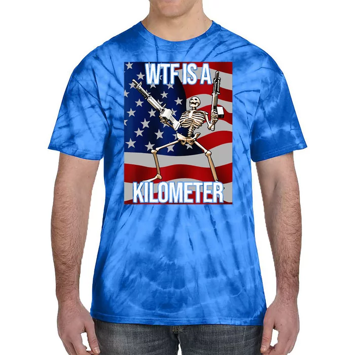 WTF Is A Kilometer American Skeleton Funny Tie-Dye T-Shirt