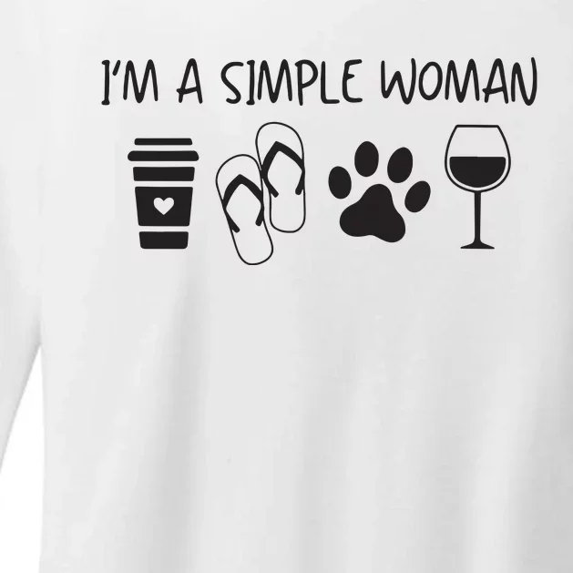 Womens Im A Simple Woman Coffee Flip Flop Pet Dog Cat Wine Womens Womens CVC Long Sleeve Shirt