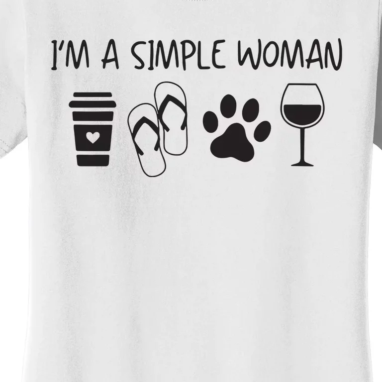 Womens Im A Simple Woman Coffee Flip Flop Pet Dog Cat Wine Womens Women's T-Shirt