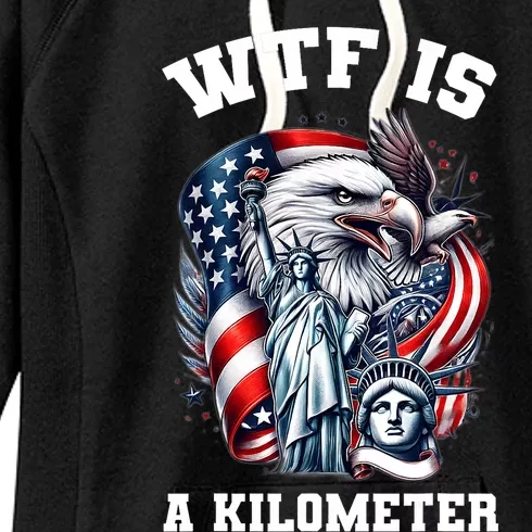 Wtf Is A Kilometer Eagle Badge American Signature Women's Fleece Hoodie