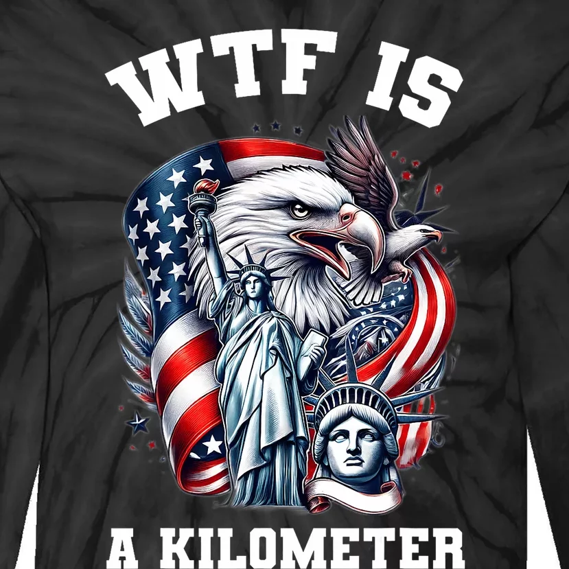 Wtf Is A Kilometer Eagle Badge American Signature Tie-Dye Long Sleeve Shirt