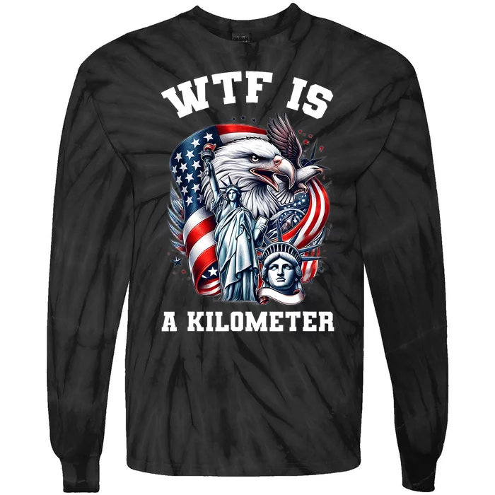 Wtf Is A Kilometer Eagle Badge American Signature Tie-Dye Long Sleeve Shirt