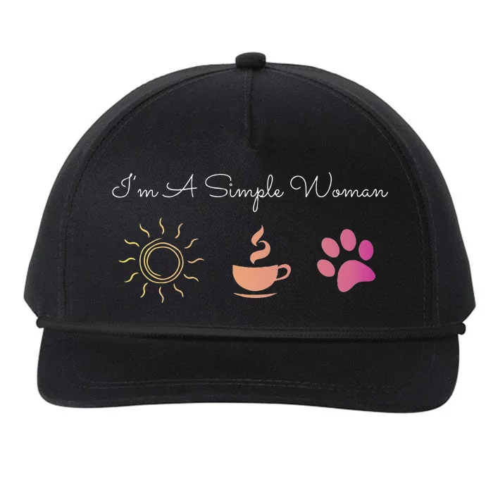 Womens Im A Simple Woman Sunshine Coffee Paw Dog Cute Funny Gift Snapback Five-Panel Rope Hat