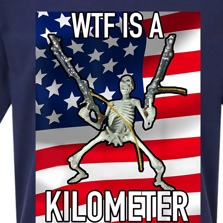 WTF Is A Kilometer July 4th Skeleton Funny Cringey USA Meme Sueded Cloud Jersey T-Shirt