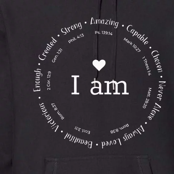 Womens I Am Circle Design Womens Positive Omens Affirmations Premium Hoodie