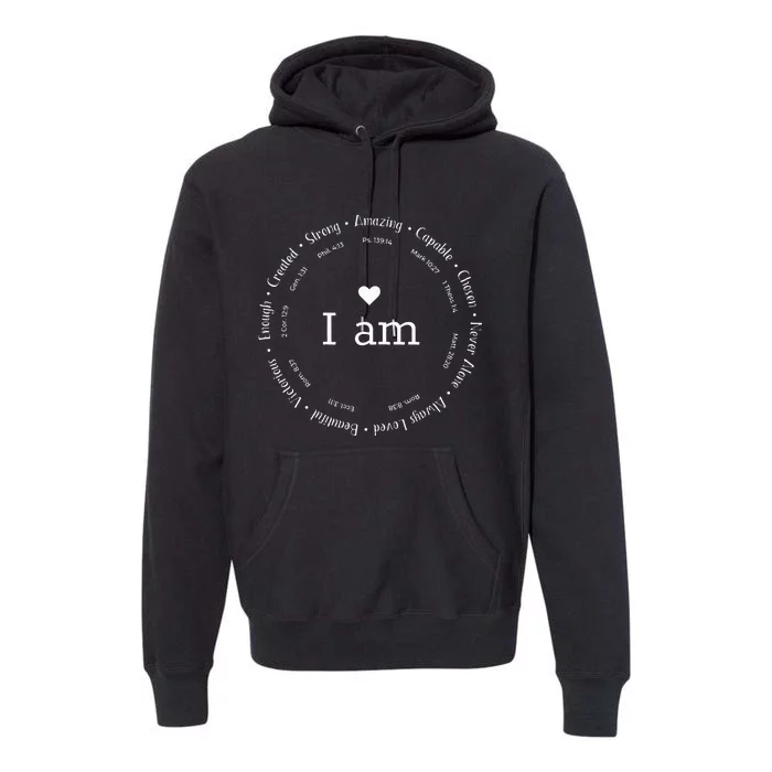 Womens I Am Circle Design Womens Positive Omens Affirmations Premium Hoodie