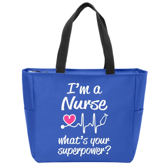 Wo Im A Nurse Whats Your Superpower? Funny Saying Cute Gift Zip Tote Bag