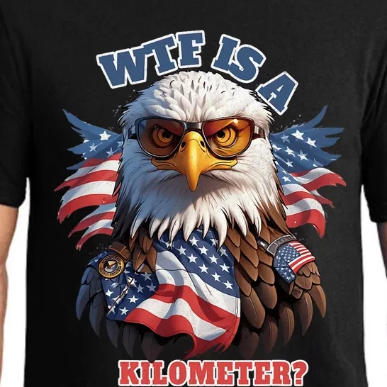 Wtf Is A Kilometer Eagle Usa July 4th Funny Patriotic Pajama Set