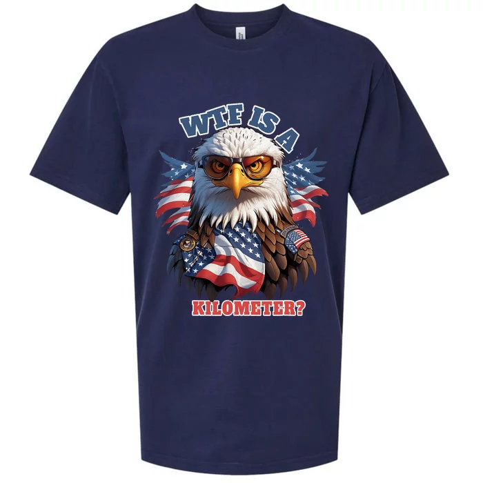 Wtf Is A Kilometer Eagle Usa July 4th Funny Patriotic Sueded Cloud Jersey T-Shirt