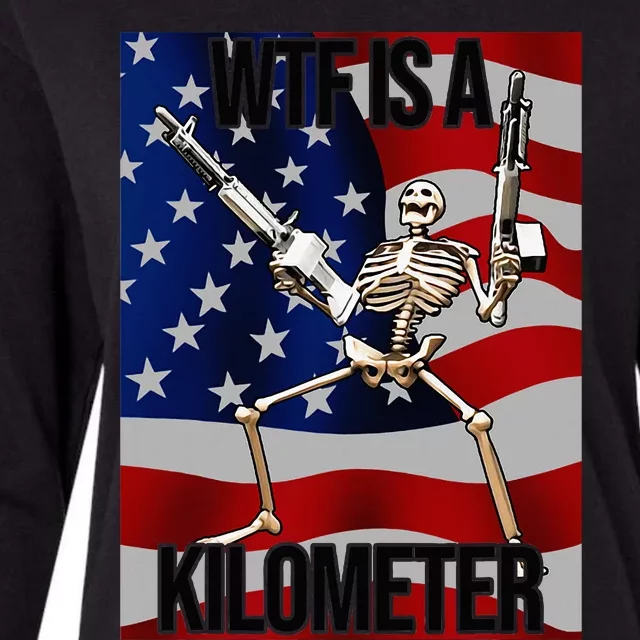 Wtf Is A Kilometer American Skeleton Womens Cotton Relaxed Long Sleeve T-Shirt