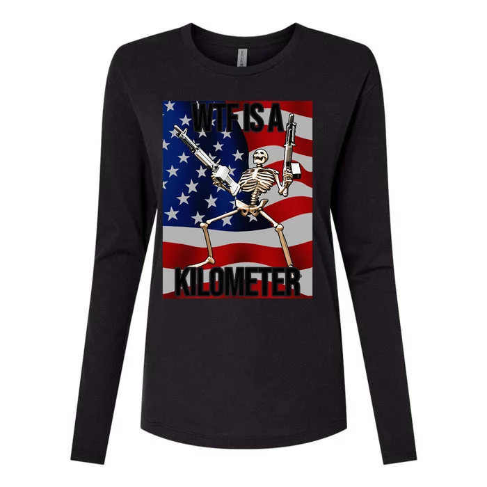 Wtf Is A Kilometer American Skeleton Womens Cotton Relaxed Long Sleeve T-Shirt