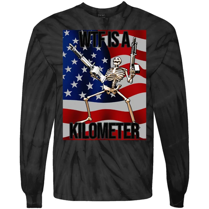 Wtf Is A Kilometer American Skeleton Tie-Dye Long Sleeve Shirt