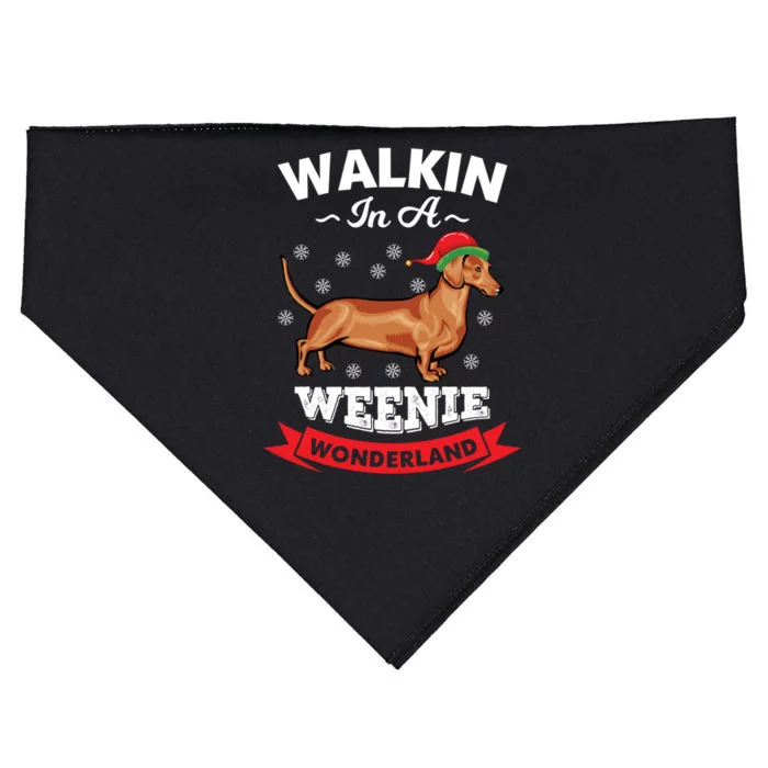 Walking In A Weenie Wonderland Cool Graphic Design Gift USA-Made Doggie Bandana