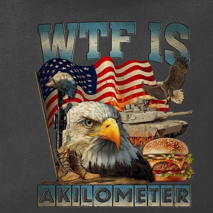 Wtf Is A Kilometer Eagle Badge American Burger 4th Of July Zip Tote Bag