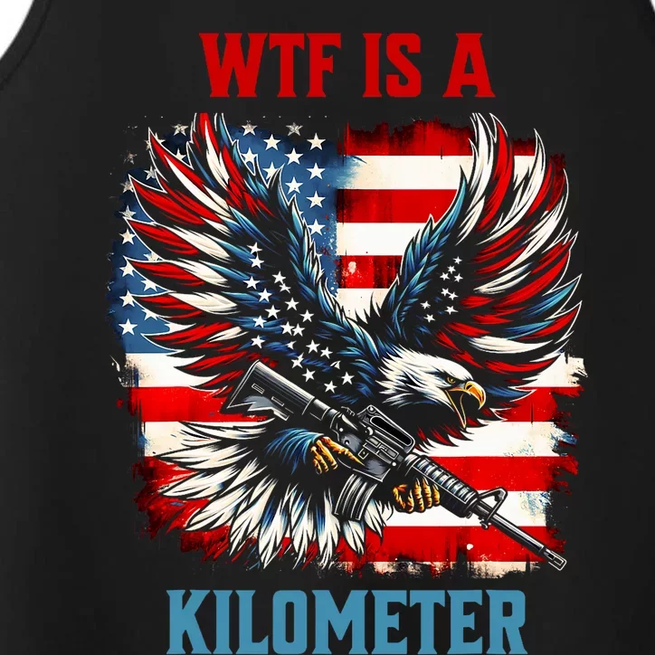 Wtf Is A Kilometer Eagle Badge American Flag Performance Tank