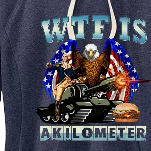 Wtf Is A Kilometer Eagle Badge American Signature Burger Women's Fleece Hoodie