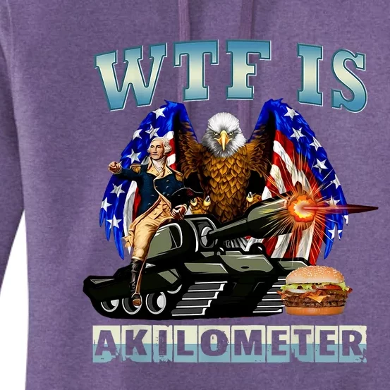 Wtf Is A Kilometer Eagle Badge American Signature Burger Women's Pullover Hoodie