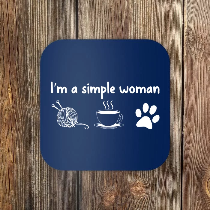 Womens Im A Simple Woman Knitting Gift For Knitters Christmas Gift Coaster