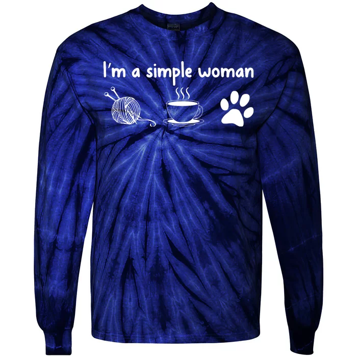 Womens Im A Simple Woman Knitting Gift For Knitters Christmas Gift Tie-Dye Long Sleeve Shirt