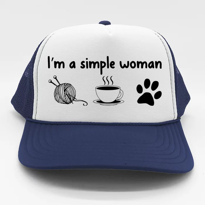 Womens Im A Simple Woman Knitting Gift For Knitters Christmas Gift Trucker Hat